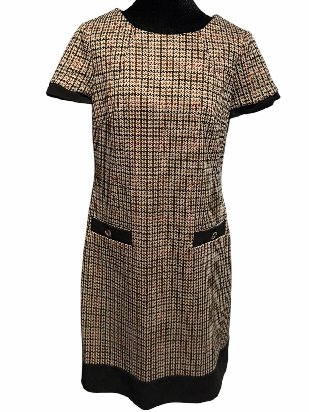 Women's Tommy Hilfiger Mini Dress Size S Beige Black Plaid